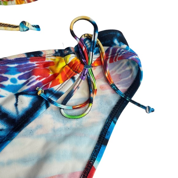 Body Glove ☼ Underwire D Cup 2 Piece String Bikini Set ☼ Mixed Tribal Tie Dye ☼ - Picture 7 of 14